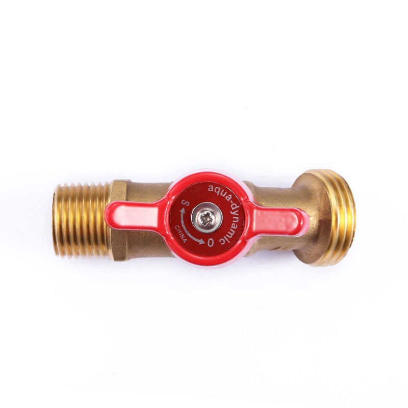 Litorange 2 PCS Heavy Duty Brass Hose Elbow Stop Valve Hose Bibb Boiler Drain 1/2" Male NPT Inlet Ã—3/4" Male GHT Threaded Garden Hose Connector Adapter Water Shut-Off Valve Faucet - Image 2